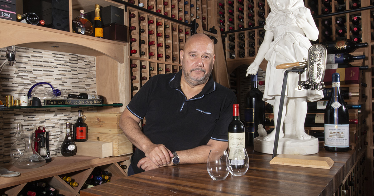 Terry Pomerantz in his wine cellar