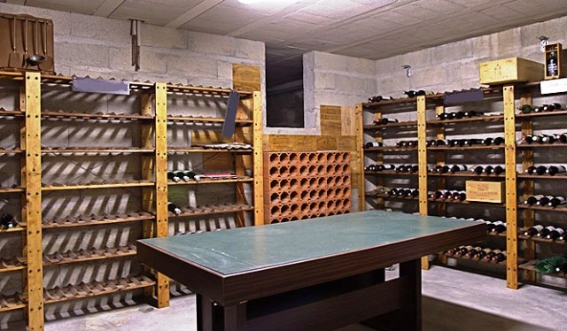 half-filled wine cellar